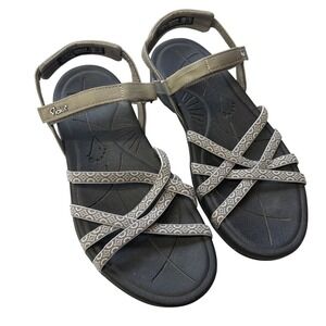 Viakix Women's Gray Tan Strap Sandals Comfortable Walking‎ Hiking Size 11